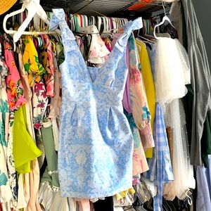 Blue and white bow dress